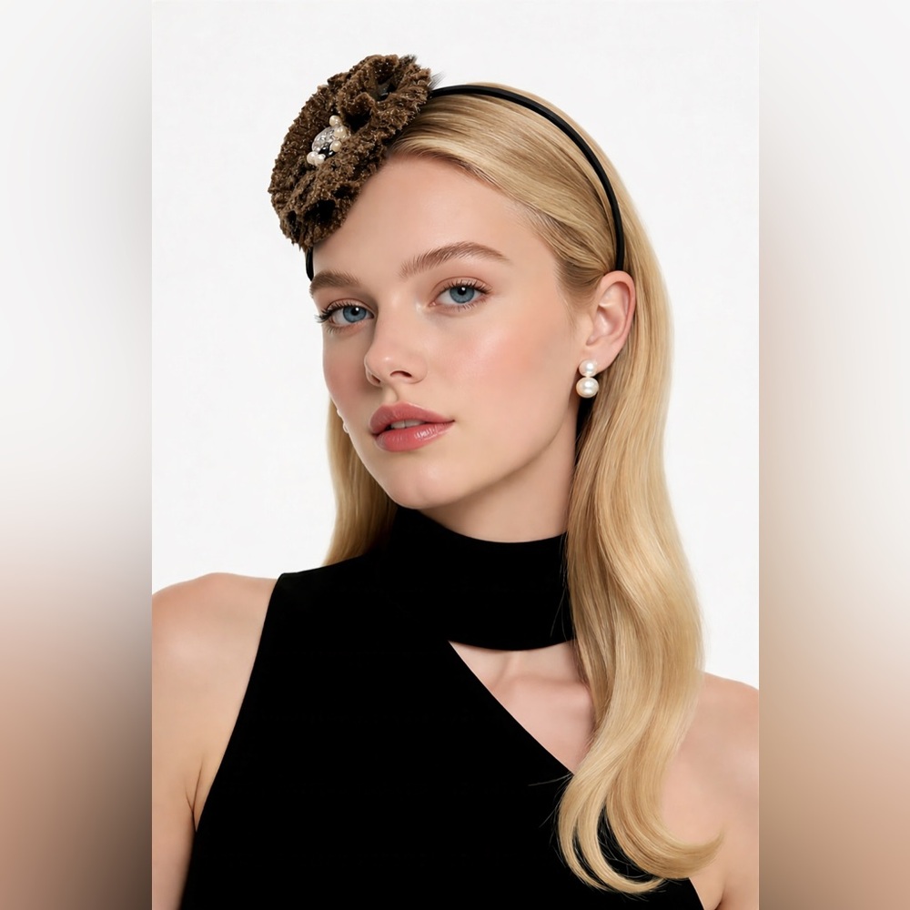 Flower headband brown